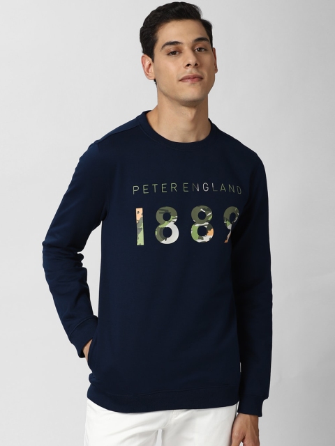 

Peter England Casuals Men Navy Blue Printed Sweatshirt