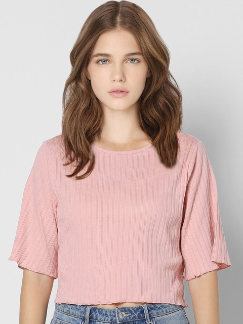 

ONLY Pink Knitted Regular Crop Top