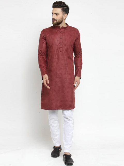 

RG DESIGNERS Men Maroon Kurta with Churidar