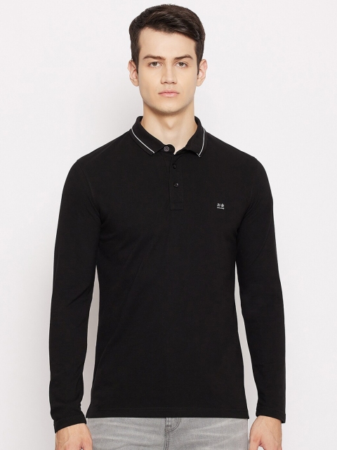 

Okane Men Black & White Polo Collar T-shirt