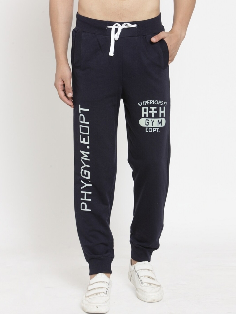 

JAINISH Men Navy Blue & Grey Printed Cotton Joggers