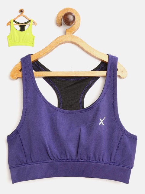 

HRX by Hrithik Roshan Girls Pack of 2 Solid Sports Bra, Navy blue