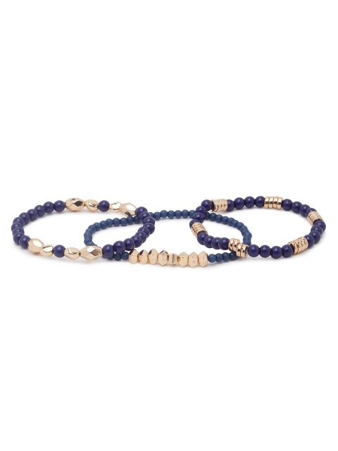 

Lilly & sparkle Women Set Of 3 Blue & Gold-Toned Charm Bracelet