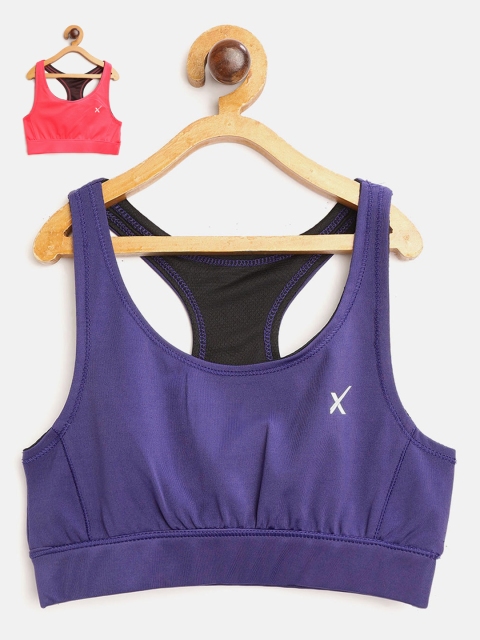 

HRX by Hrithik Roshan Girls Pack of 2 Solid Sports Bra, Navy blue