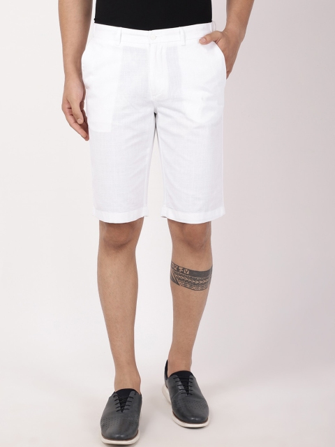 

Blackberrys Men White Slim Fit Low-Rise Pure Cotton Shorts