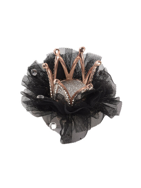 

Yellow Bee Girls Black & Gunmetal-Toned Embellished Alligator Hair Clip
