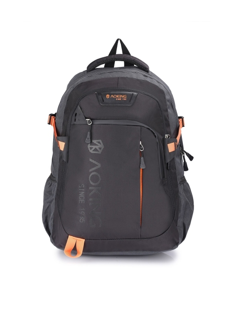 

Aoking Unisex Black & Orange Solid Travel Backpack