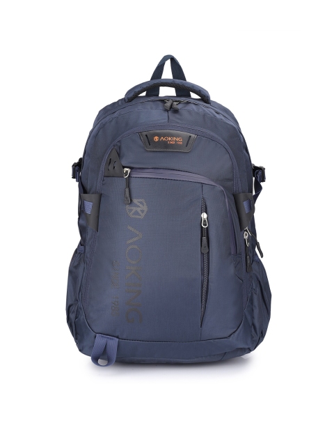 

Aoking Unisex Navy Blue Solid Laptop Backpack