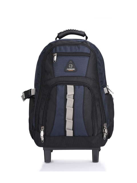 

Aoking Black & Navy Blue Solid Trolley Bagpack