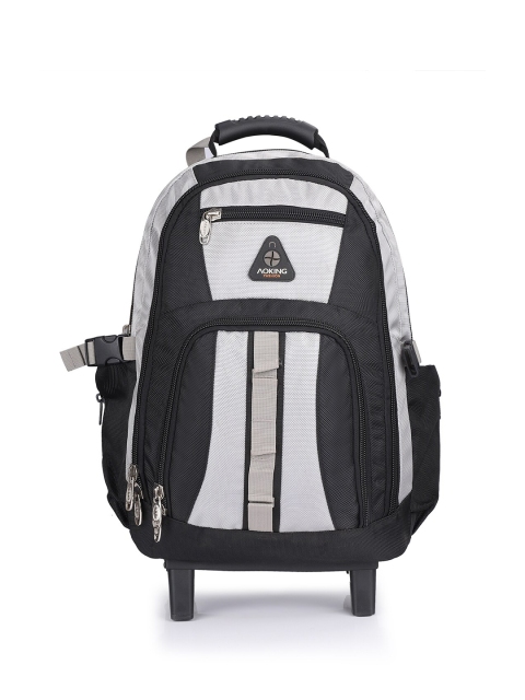 

Aoking Unisex Grey & Black Colourblocked Backpack with Compression Straps