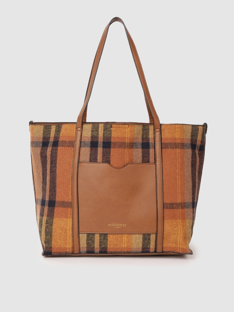 

Accessorize Women Brown Carrie Checked Shopper Tote Bag