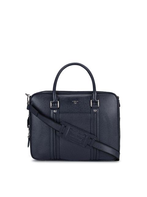 

Da Milano Unisex Navy Blue Textured Leather Laptop Bag