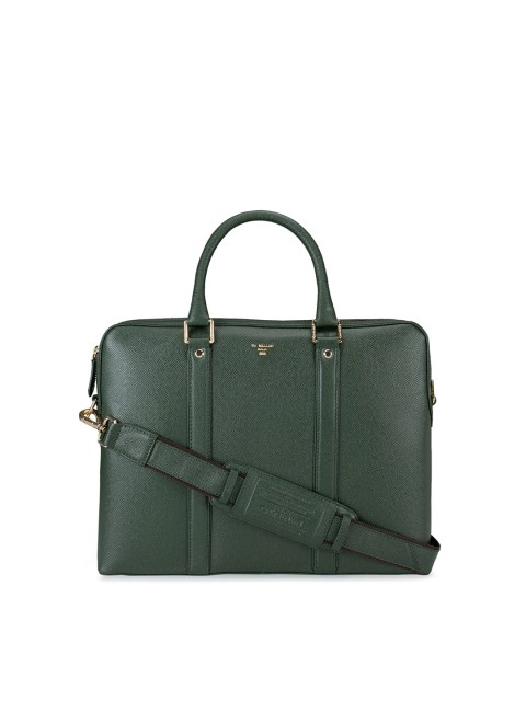 

Da Milano Unisex Green Textured Leather Laptop Bag