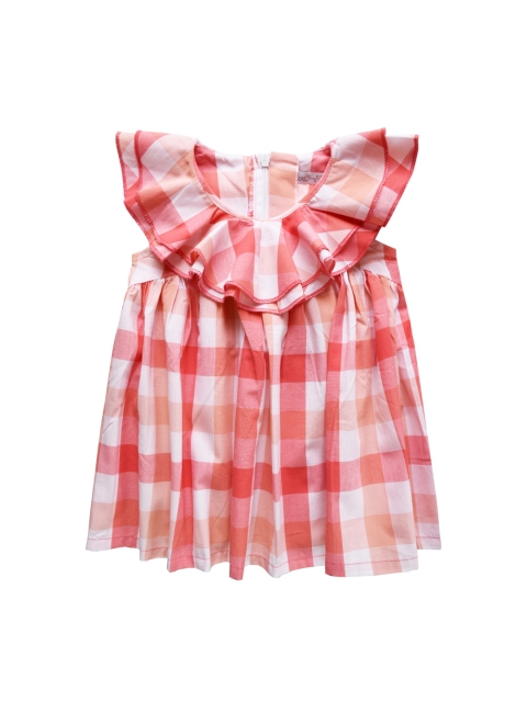 

milou Peach-Coloured Checked A-Line Dress