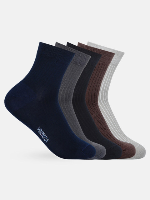 

VINENZIA Men Pack of 5 Assorted Ankle-Length Cotton Socks, Black