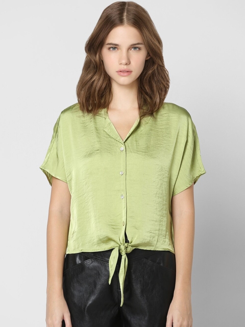

ONLY Women Green Solid Casual Shirt