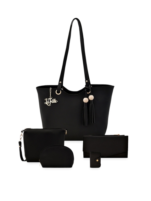 

LaFille Black PU Structured Shoulder Bag with Tasselled