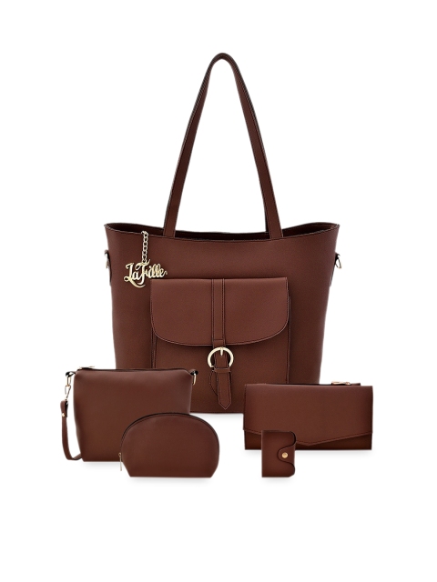 

LaFille Brown PU Structured Shoulder Bag with Fringed