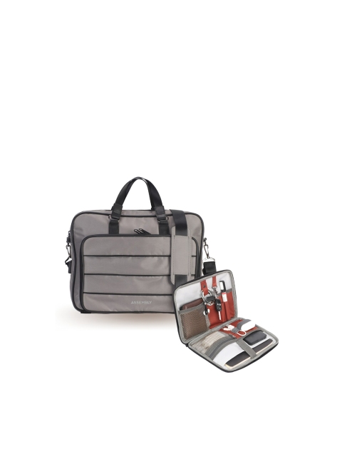 

THE ASSEMBLY Unisex Grey Solid Waterproof Laptop Bag with USB Charging