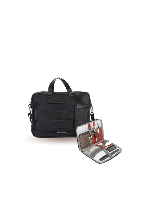 

THE ASSEMBLY Unisex Black & White Waterproof Laptop Bag with USB Charging