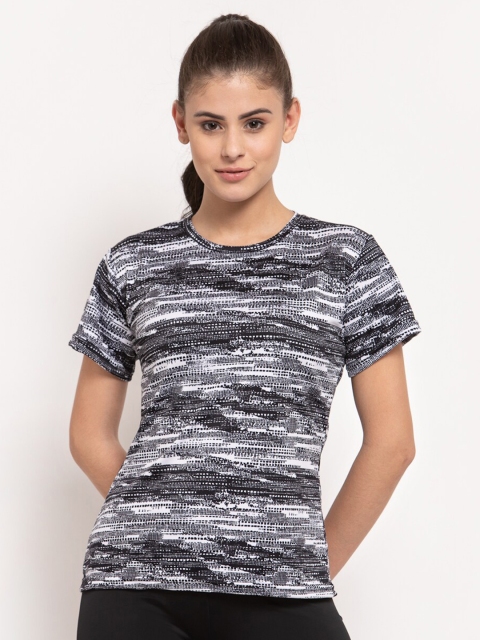 

CUKOO Women White Printed Pockets T-shirt