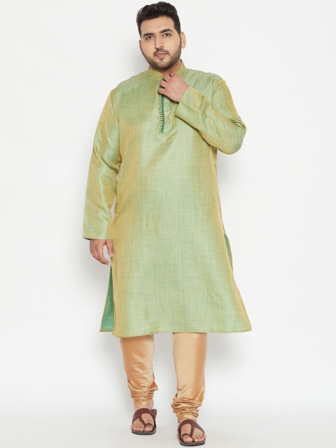 

VASTRAMAY PLUS Men Green Regular Kurta with Pyjamas