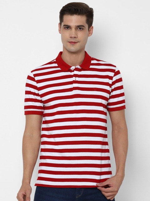 

Allen Solly Men Red & White Striped Polo Collar T-shirt