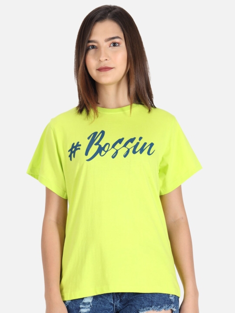 

The Dry State Women Green Typography Printed T-shirt