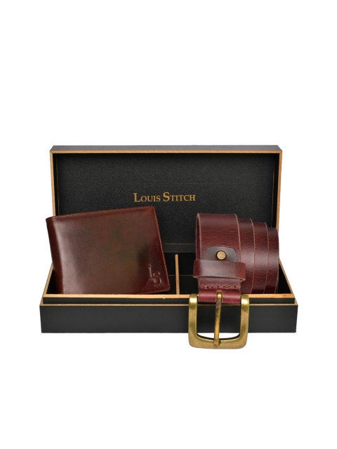 

LOUIS STITCH Men Genuine Italian Leather Accessory Gift Set, Maroon