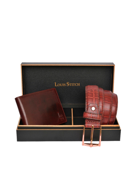 

LOUIS STITCH Men Maroon Genuine Leather Accessory Gift Set