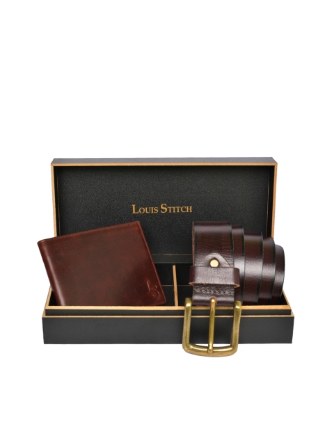 

LOUIS STITCH Men Brown Solid Genuine Leather Accessory Gift Set