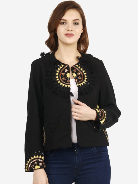

Diwaah Women Black Tailored Jacket with Embellished