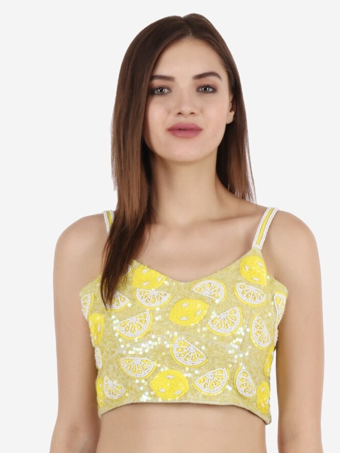 

Diwaah Yellow Embellished Regular Crop Top