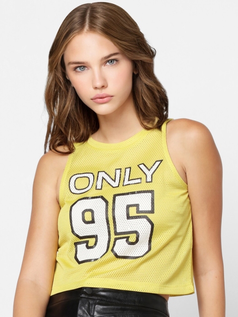 

ONLY Women Yellow Regular Crop Top