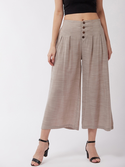 

InWeave Women Beige Pleated Culotte Trousers