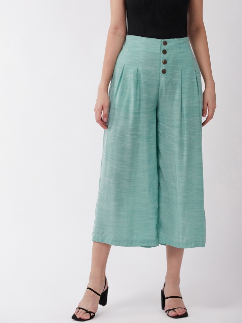 

InWeave Women Blue Pleated Culottes Trousers