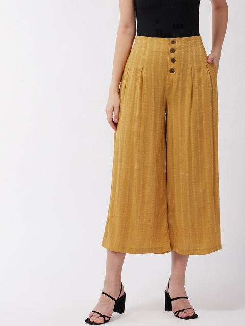 

InWeave Women Yellow Pleated Culottes Trousers