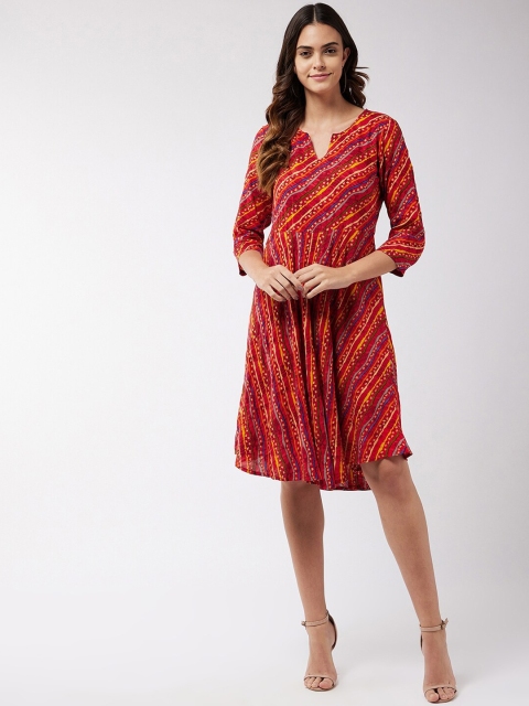 

InWeave Women Red & Yellow Printed Dress