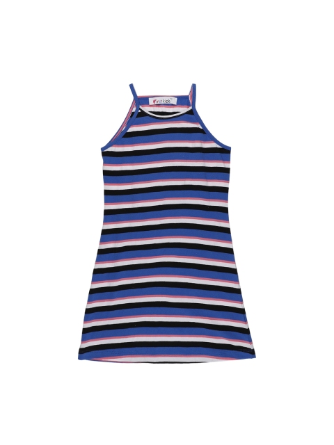 

First Kick Girls Blue & White Striped A-Line Dress