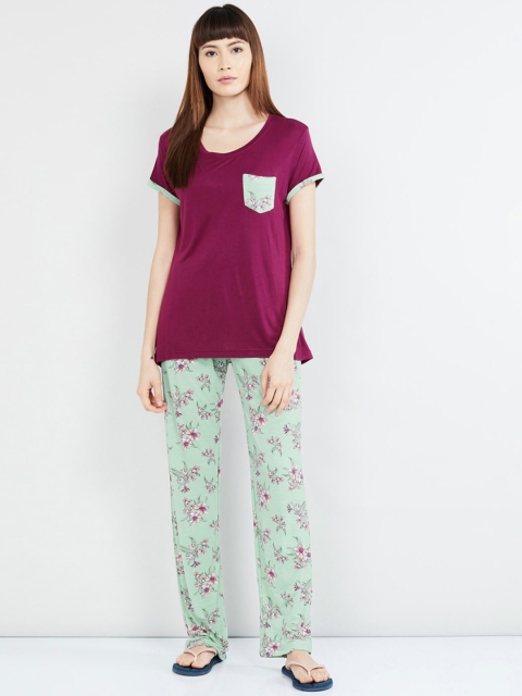 

max Women Magenta & Green Night suit