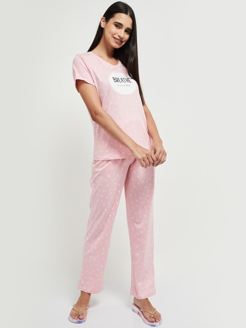 

max Women Pink & White Printed Night suit