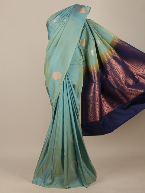 

Pothys Turquoise Blue & Purple Woven Design Art Silk Saree