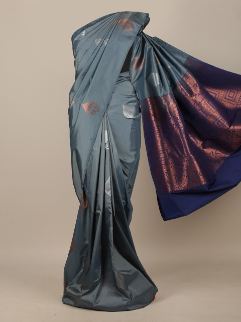 

Pothys Grey & Copper-Toned Woven Design Art Silk Saree