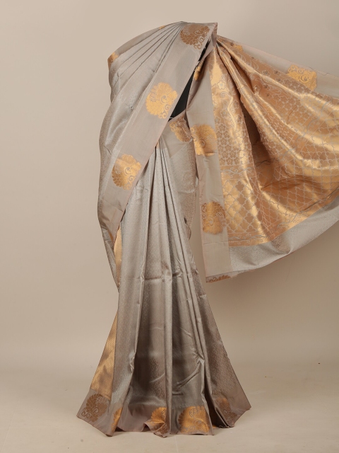 

Pothys Grey & Gold-Toned Woven Design Art Silk Saree