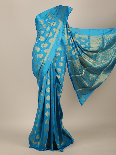 

Pothys Blue & Gold-Toned Woven Design Saree