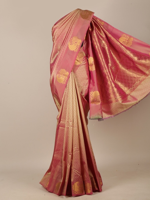 

Pothys Pink & Gold-Toned Woven Design Art Silk Saree