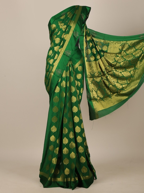 

Pothys Green & Gold-Toned Woven Design Saree
