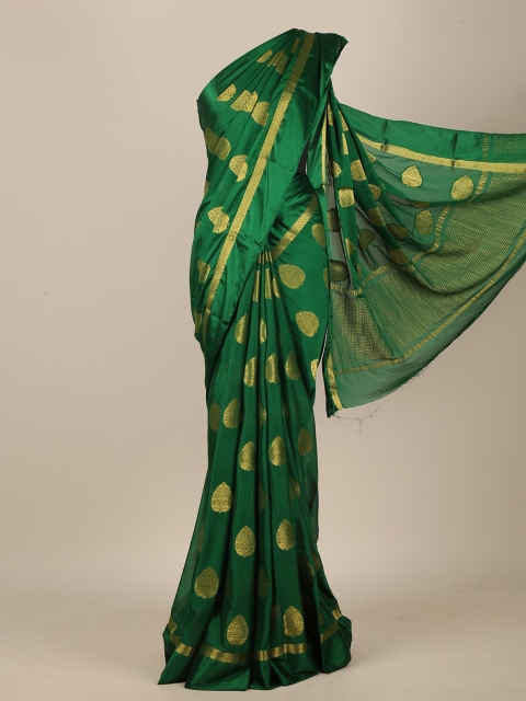 

Pothys Green & Gold-Toned Woven Design Saree