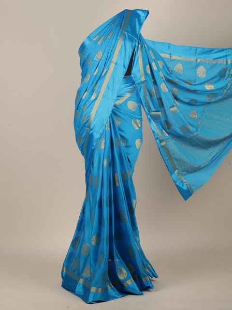 

Pothys Turquoise Blue & Gold-Toned Woven Design Saree