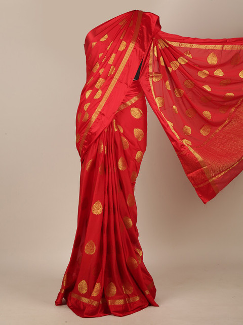 

Pothys Red & Gold-Toned Woven Design Saree